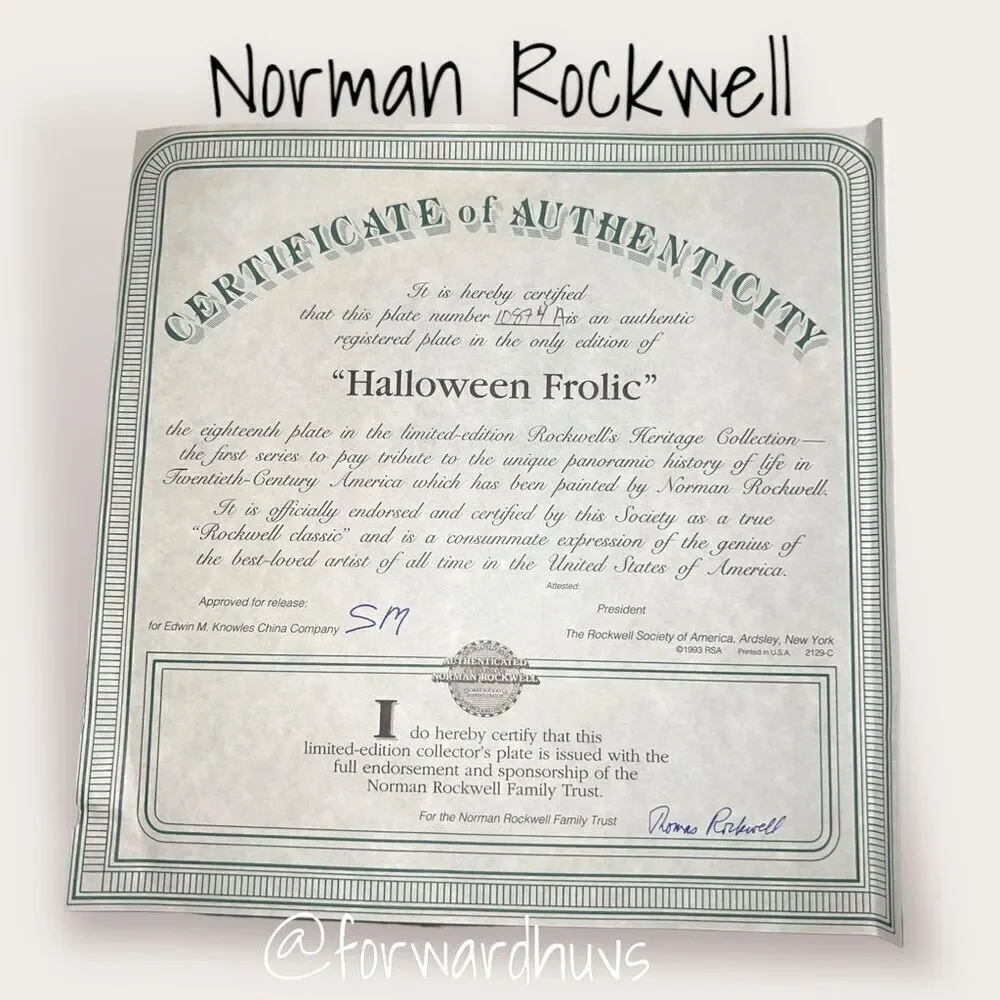 Norman Rockwell Heritage Collection Limited Edition Plate  “The Halloween Frolic